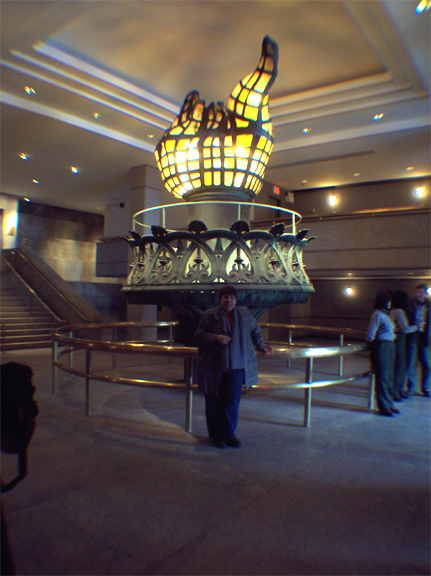 the statue of liberty torch. Mom inside the Statue of